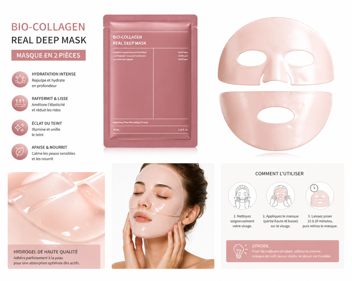 Masque Miracle Hydratation Profonde – Peau Lisse, Ferme & Éclat Instantané